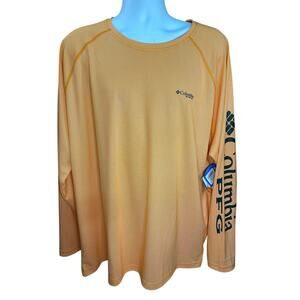 NEW Columbia Long Sleeve Performance Shirt Orange Size 2XL UPF 50 Sun Protection